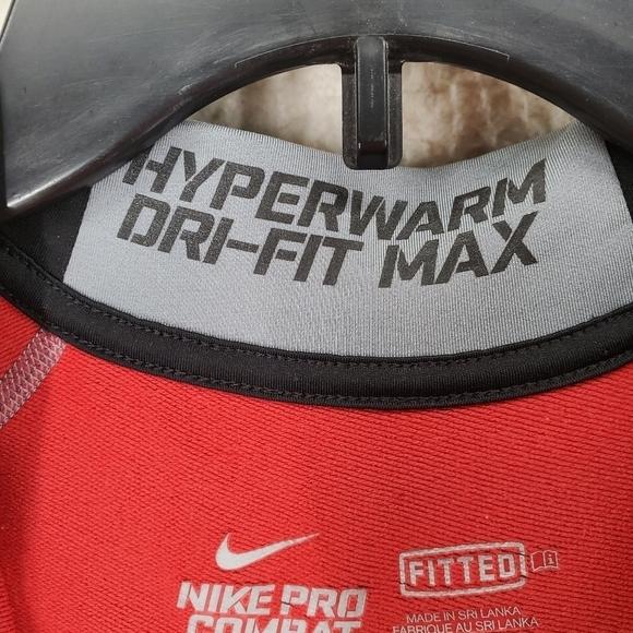 Nike Pro Combat Shirt Mens M Hyperwarm Dri-Fit Max Black Gray 1/4 Zip Fitted L/S - Picture 6 of 13